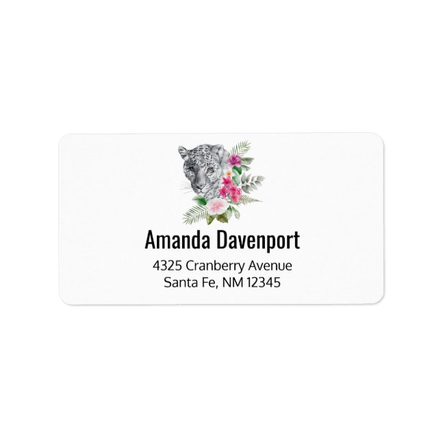 Beautiful Leopard Head Portrait in Watercolor Label (Front)