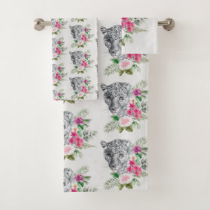 Beautiful Leopard Head Portrait Pattern Bath Towel Set