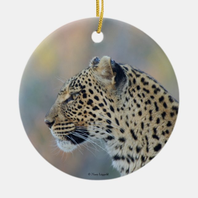 Beautiful Leopard Profile Ceramic Ornament (Front)