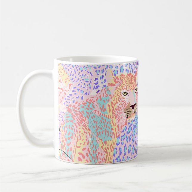 Beautiful Leopard Seamless Pattern illustration Ar Coffee Mug (Left)
