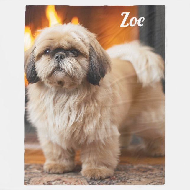 Beautiful Lhasa Apso Personalized Fleece Blanket (Front)