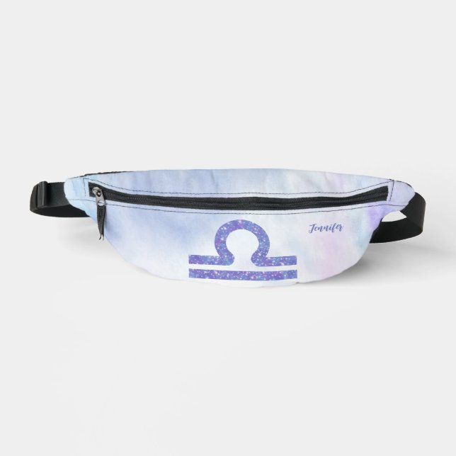 Beautiful Libra Astrology Sign Personalized Purple Fanny Pack (Front)
