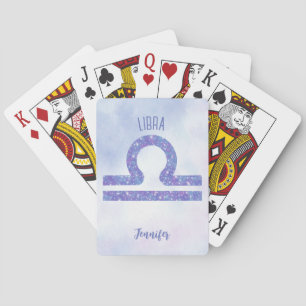 Beautiful Libra Astrology Sign Personalized Purple Playing Cards