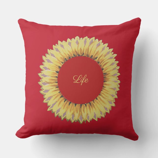 Beautiful Life Sunflower Throw Pillow (Front)