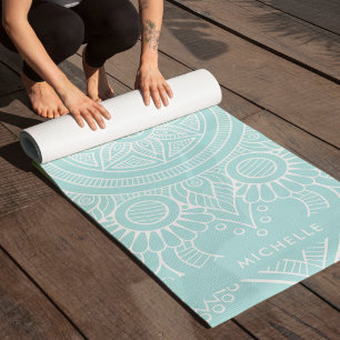 Beautiful Light Blue Mandala Yoga Mat