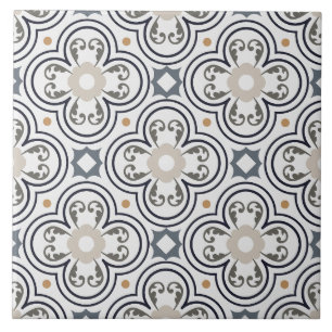 Beautiful light pattern Portuguese artistic white  Tile
