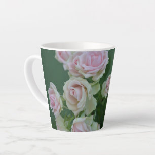 Beautiful light pink garden roses  latte mug