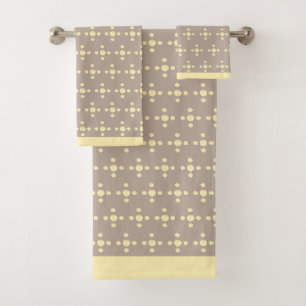 Beautiful light saffron yellow dots on beige bath towel set