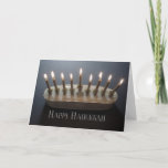 Beautiful lighted menorah Hanukkah card<br><div class="desc">Extend your Hanukkah greetings with this lovely lighted menorah greeting card. Blank inside lets you add the personal greeting you want.</div>