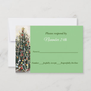 Beautiful Lighted Tree Christmas Wedding RSVP Invitation