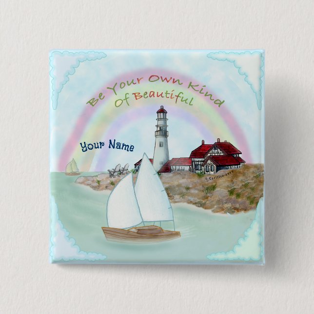 Beautiful Lighthouse  2 Inch Square Button (Front)