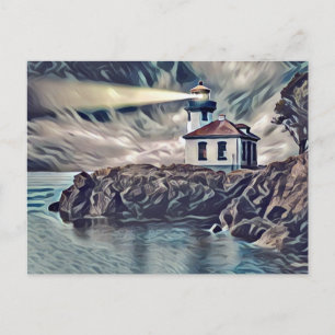 Beautiful Lighthouse Digital Art Painting  Postcard