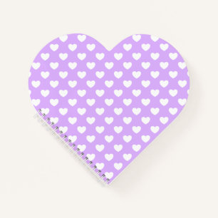 Beautiful Lilac And White Hearts Heart-Shaped Notebook