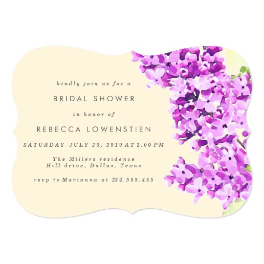 Beautiful Lilac Floral Watercolor Bridal Shower Card