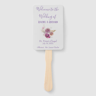 Beautiful Lilac Watercolor Flower Wedding Program Hand Fan