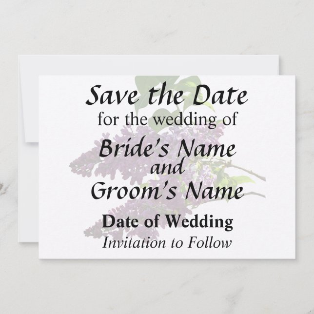 Beautiful Lilacs Save The Date (Front)