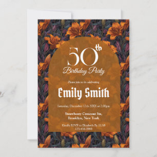 Beautiful Lilies Accent Adult Birthday Invitation