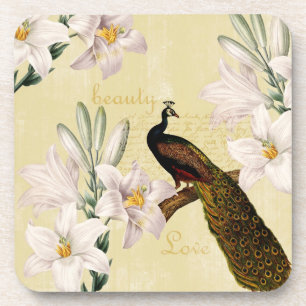 Beautiful Lilies Peacock Coaster