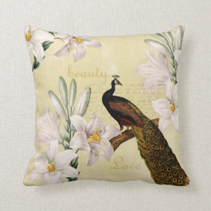 Beautiful Lilies Peacock Throw Pillow