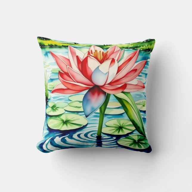 Beautiful Lily Flower Throw Pillow (Front)