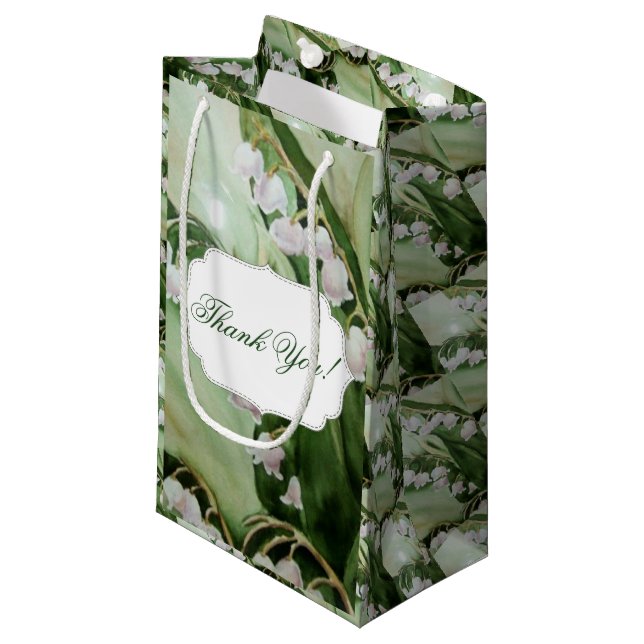 BEAUTIFUL LILY OF THE VALLEY  MONOGRAMMED SMALL GIFT BAG (Front Angled)