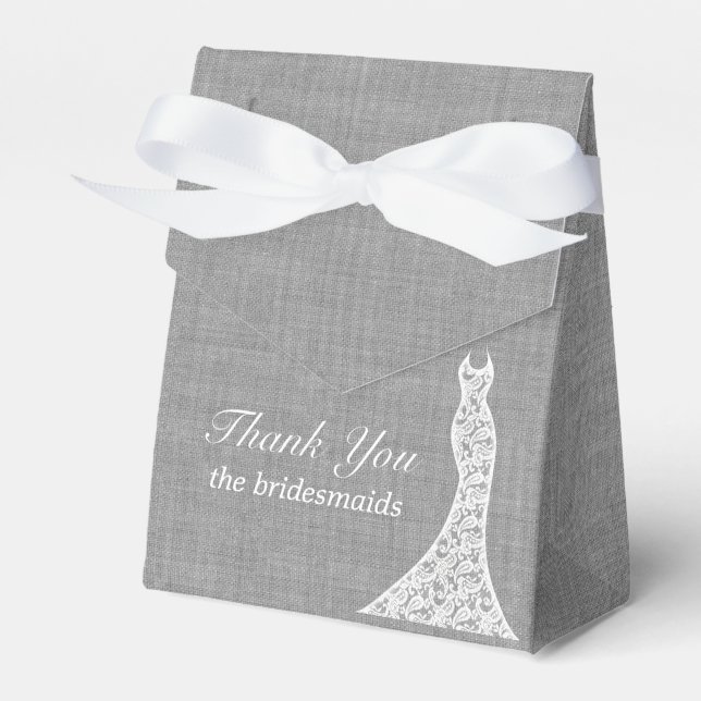 Beautiful Linen Bridal Shower Favour Box (Front Side)