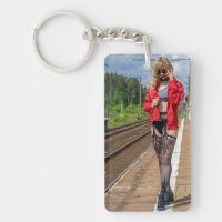 Beautiful Lingerie Model Photo KeyChain
