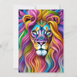 Beautiful Lion with Colourful Main  Holiday Card