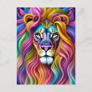 Beautiful Lion with Colourful Main Postcard
