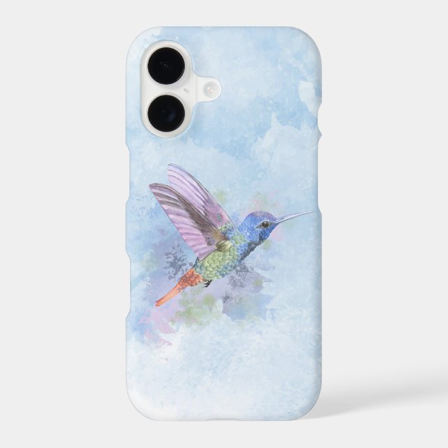 Beautiful Little Hummingbird Watercolor Bird Art iPhone Case (Back)
