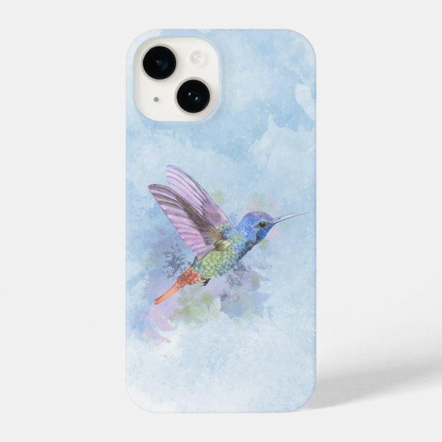 Beautiful Little Hummingbird Watercolor Bird Art iPhone Case (Back)