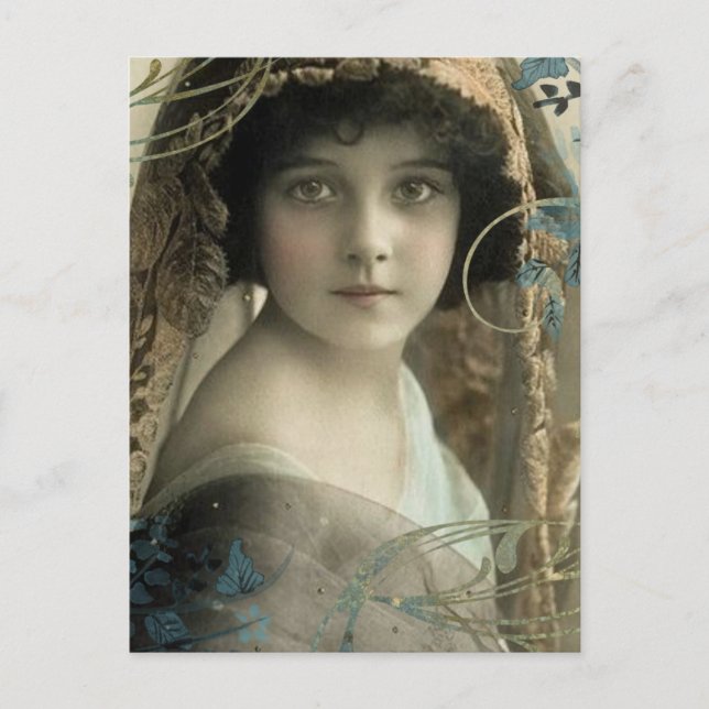 Beautiful Little Vintage Girl Postcard (Front)