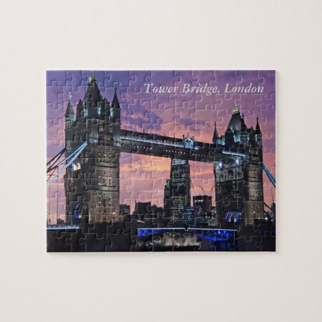 Beautiful London England Tower Bridge at Night Jigsaw Puzzle (Horizontal)
