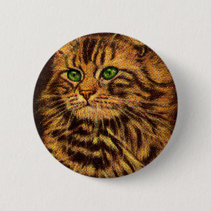 beautiful long-haired tabby cat 2 inch round button