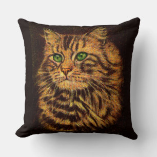 beautiful long-haired tabby cat print throw pillow
