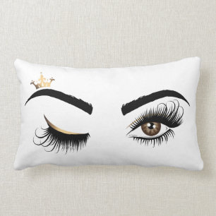 Beautiful long lashes wink eye  with the crown lumbar pillow
