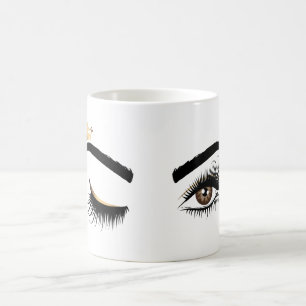 Beautiful long lashes winking eyes with crown coffee mug
