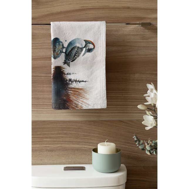 beautiful loon on a rock in watercolor bath towel set (Creator Uploaded)