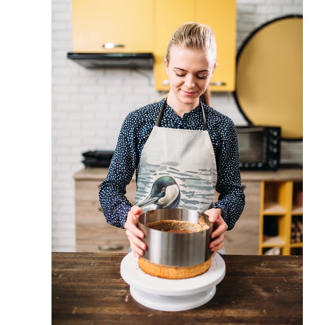beautiful loon on water in watercolor apron (Creator Uploaded)