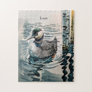 beautiful loon on water in watercolor jigsaw puzzle
