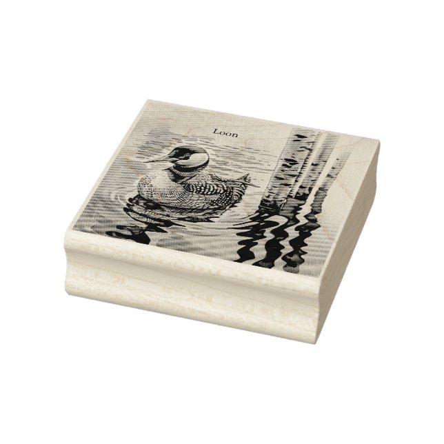 beautiful loon on water in watercolor rubber stamp (Stamp)