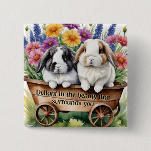 Beautiful Lop Bunny Rabbit Pretty 2 Inch Square Button