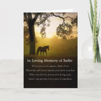 Beautiful Loss of Horse Sympathy Custom Name Card