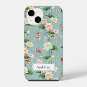 Beautiful Lotus and Koi fish Zen Art Personalized iPhone 14 Case