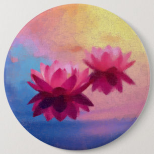 Beautiful Lotus Flower 6 Inch Round Button