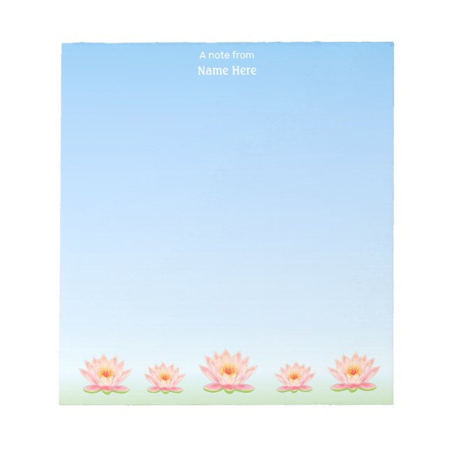 Beautiful Lotus Flowers on Light Blue Notepad (Front)