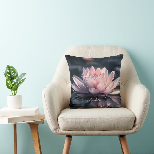 Beautiful Lotus Lake Throw Pillow (Chair)