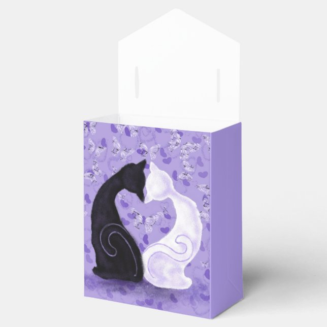Beautiful Love Cat Couple Purple Favour Box (Opened)