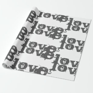 beautiful LOVE GRAY BLACK  Wrapping Paper