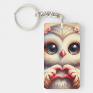 Beautiful Love Heart Owl Keychain